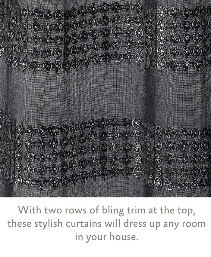 Jessica Simpson Milly Bling Sheer Tab Top Window Curtain Panel Pair With Tiebacks, 38 X 84 6 Jessica Simpson Milly Bling Sheer Tab Top Window Curtain Panel Pair With Tiebacks, 38 X 84 - Image 4