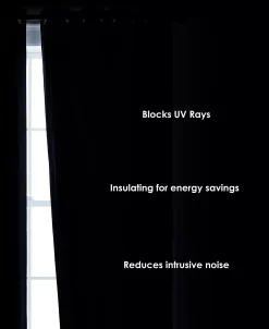 French Connection Ebony Thermal Woven Room Darkening Grommet Window Curtain Panel Pair With Tiebacks, 50 X 84 -Chic Home Store 22432021 fpx