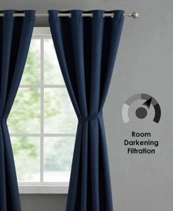 French Connection Ebony Thermal Woven Room Darkening Grommet Window Curtain Panel Pair With Tiebacks, 50 X 84 -Chic Home Store 22432044 fpx