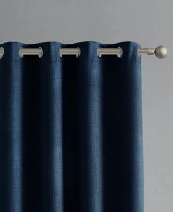 French Connection Ebony Thermal Woven Room Darkening Grommet Window Curtain Panel Pair With Tiebacks, 50 X 84 -Chic Home Store 22432047 fpx