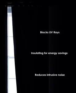 French Connection Ebony Thermal Woven Room Darkening Grommet Window Curtain Panel Pair With Tiebacks, 50 X 96 -Chic Home Store 22432058 fpx