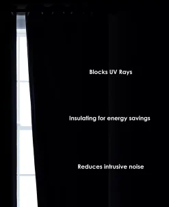 French Connection Ebony Thermal Woven Room Darkening Grommet Window Curtain Panel Pair With Tiebacks, 50 X 84 -Chic Home Store 22432070 fpx