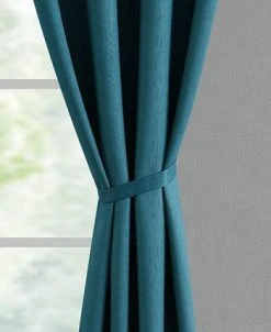 French Connection Ebony Thermal Woven Room Darkening Grommet Window Curtain Panel Pair With Tiebacks, 50 X 96 -Chic Home Store 22432083 fpx