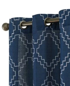 French Connection Somerset Embroidered Light Filtering Grommet Window Curtain Panel Pair With Tiebacks, 38 X 84 -Chic Home Store 22432135 fpx