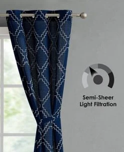 French Connection Somerset Embroidered Light Filtering Grommet Window Curtain Panel Pair With Tiebacks, 38 X 96 19 French Connection Somerset Embroidered Light Filtering Grommet Window Curtain Panel Pair With Tiebacks, 38 X 96 -Chic Home Store 22432141 fpx