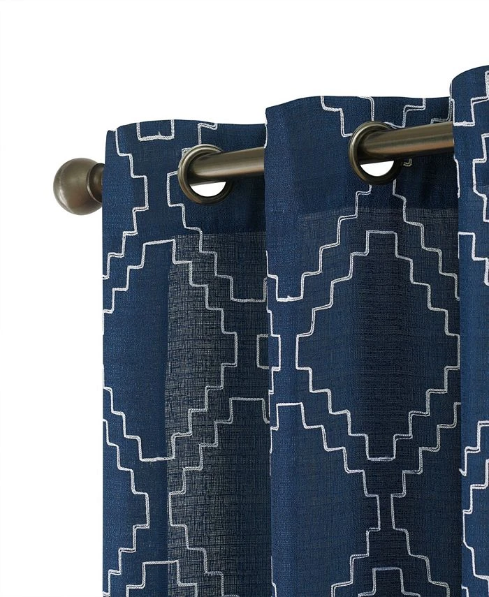 French Connection Somerset Embroidered Light Filtering Grommet Window Curtain Panel Pair With Tiebacks, 38 X 96 6 French Connection Somerset Embroidered Light Filtering Grommet Window Curtain Panel Pair With Tiebacks, 38 X 96 - Image 4