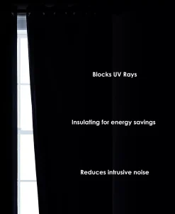 French Connection Tanner Thermal Woven Room Darkening Grommet Window Curtain Panel Pair With Tiebacks, 38 X 96 -Chic Home Store 22432214 fpx