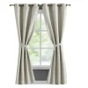 French Connection Tanner Thermal Woven Room Darkening Grommet Window Curtain Panel Pair With Tiebacks Collection
