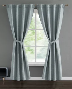 French Connection Val Thermal Woven Room Darkening Back Tab Window Curtain Panel Pair With Tiebacks, 38 X 96 22 French Connection Val Thermal Woven Room Darkening Back Tab Window Curtain Panel Pair With Tiebacks, 38 X 96 -Chic Home Store 22432268 fpx