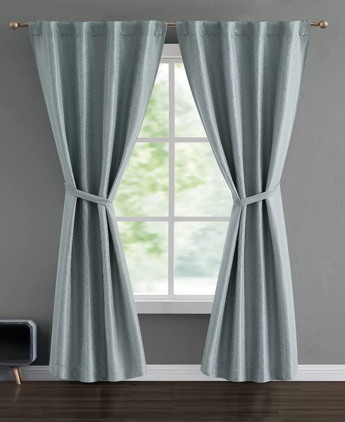 French Connection Val Thermal Woven Room Darkening Back Tab Window Curtain Panel Pair With Tiebacks, 38 X 96 12 French Connection Val Thermal Woven Room Darkening Back Tab Window Curtain Panel Pair With Tiebacks, 38 X 96 - Image 10