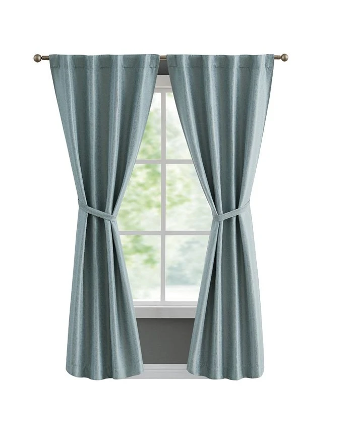 French Connection Val Thermal Woven Room Darkening Back Tab Window Curtain Panel Pair With Tiebacks, 38 X 96 3 French Connection Val Thermal Woven Room Darkening Back Tab Window Curtain Panel Pair With Tiebacks, 38 X 96