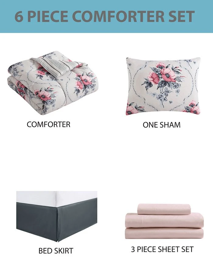 Hallmart Collectibles Tina Reversible 8-Pc. Comforter Sets 6 Hallmart Collectibles Tina Reversible 8-Pc. Comforter Sets - Image 4