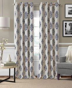 Elrene Navara Medallion Print Linen 52 X 84 Blackout Curtain Panel