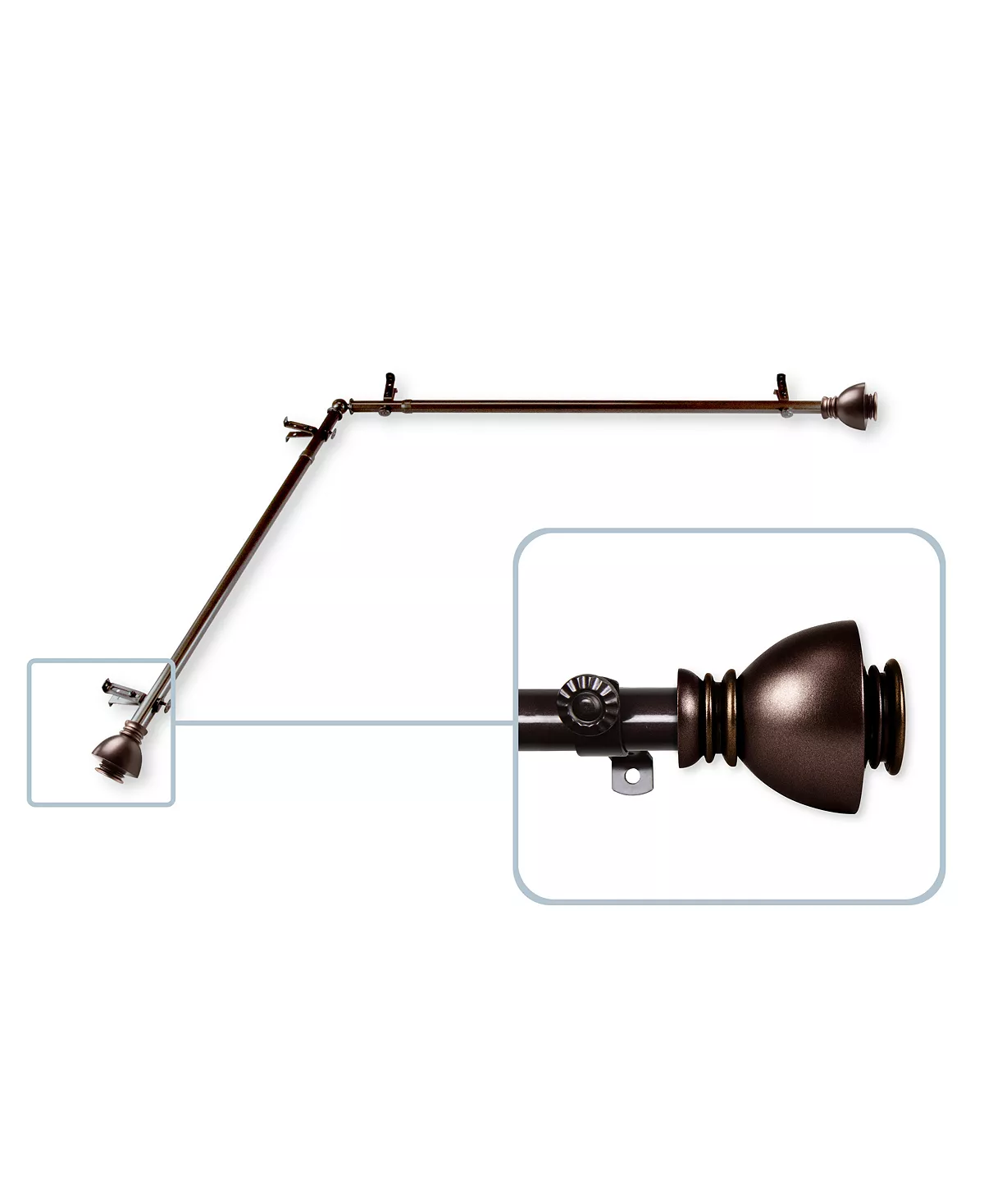 Rod Desyne Alma 13/16 Corner Window Curtain Rod 120-170 5 Rod Desyne Alma 13/16 Corner Window Curtain Rod 120-170 - Image 3