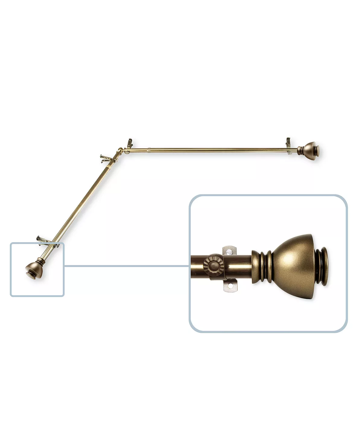 Rod Desyne Alma 13/16 Corner Window Curtain Rod 120-170 6 Rod Desyne Alma 13/16 Corner Window Curtain Rod 120-170 - Image 4