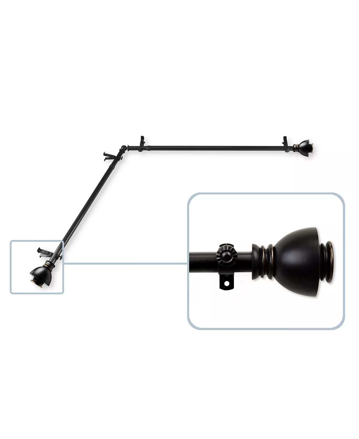 Rod Desyne Alma 13/16 Corner Window Curtain Rod 120-170 4 Rod Desyne Alma 13/16 Corner Window Curtain Rod 120-170 - Image 2