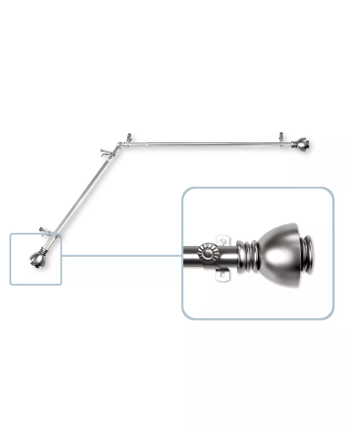 Rod Desyne Alma 13/16 Corner Window Curtain Rod 120-170 3 Rod Desyne Alma 13/16 Corner Window Curtain Rod 120-170