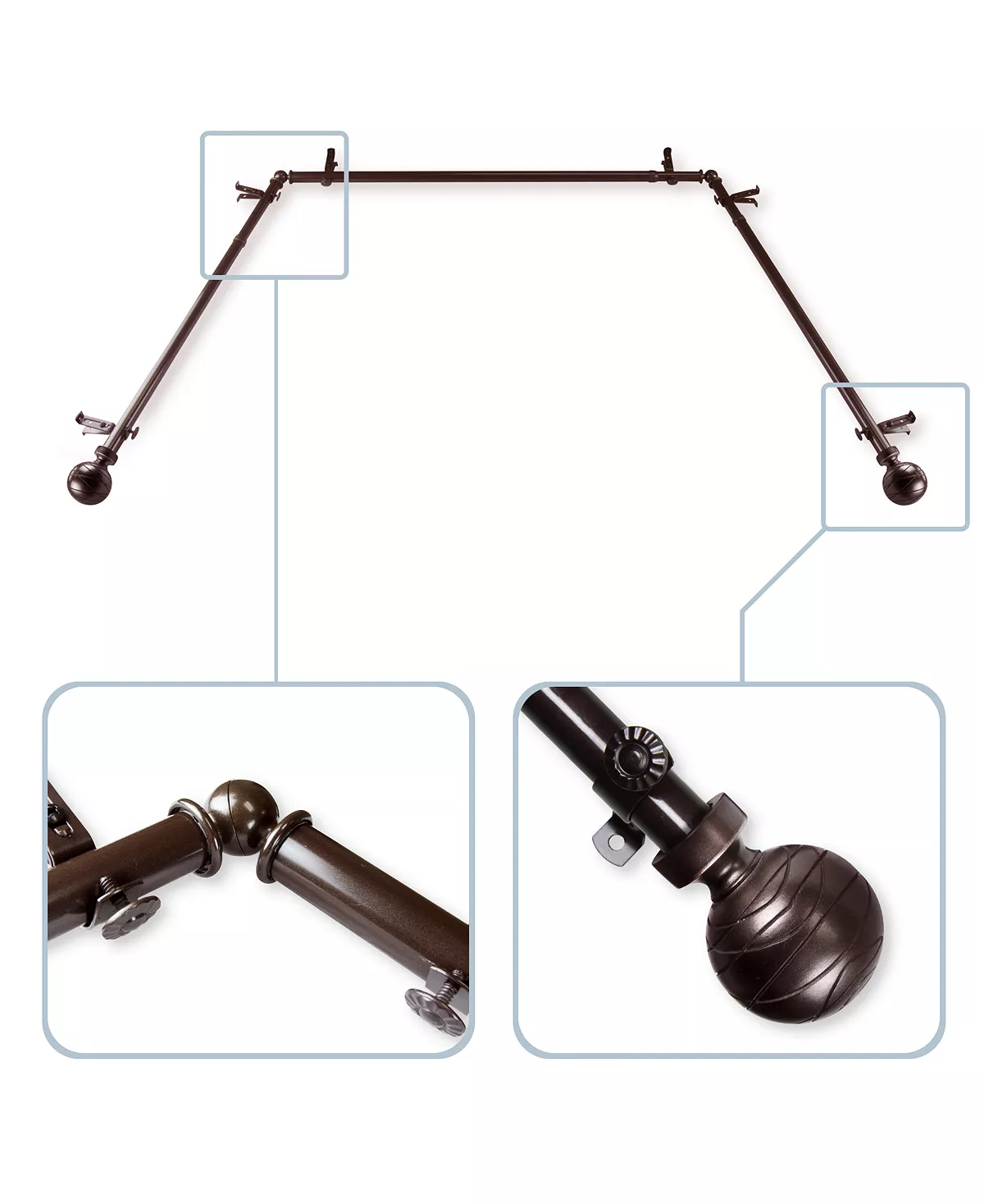 Rod Desyne Arman 13/16 Bay Window Curtain Rod 78-144 5 Rod Desyne Arman 13/16 Bay Window Curtain Rod 78-144 - Image 3